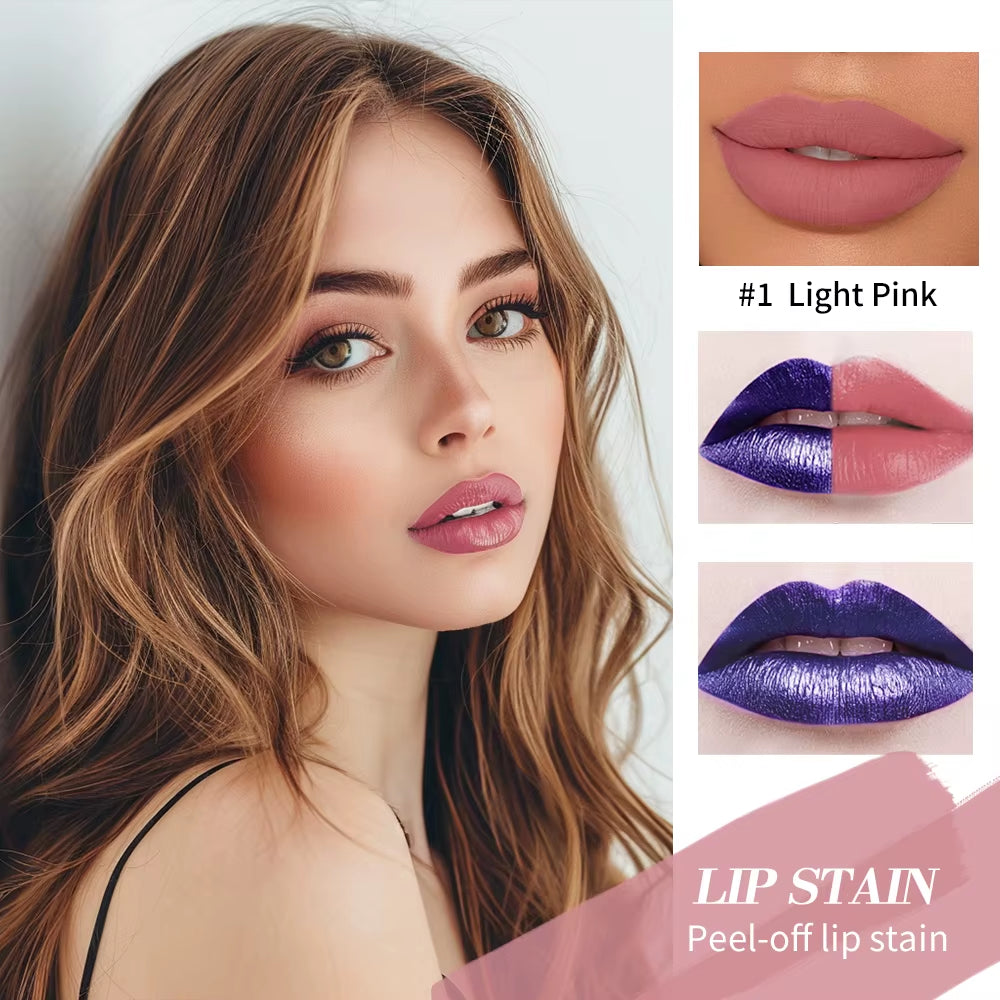 LuxeWear Pink Lip Gloss Set – Elegant Peel & Stick, Long-Lasting Waterproof Shine